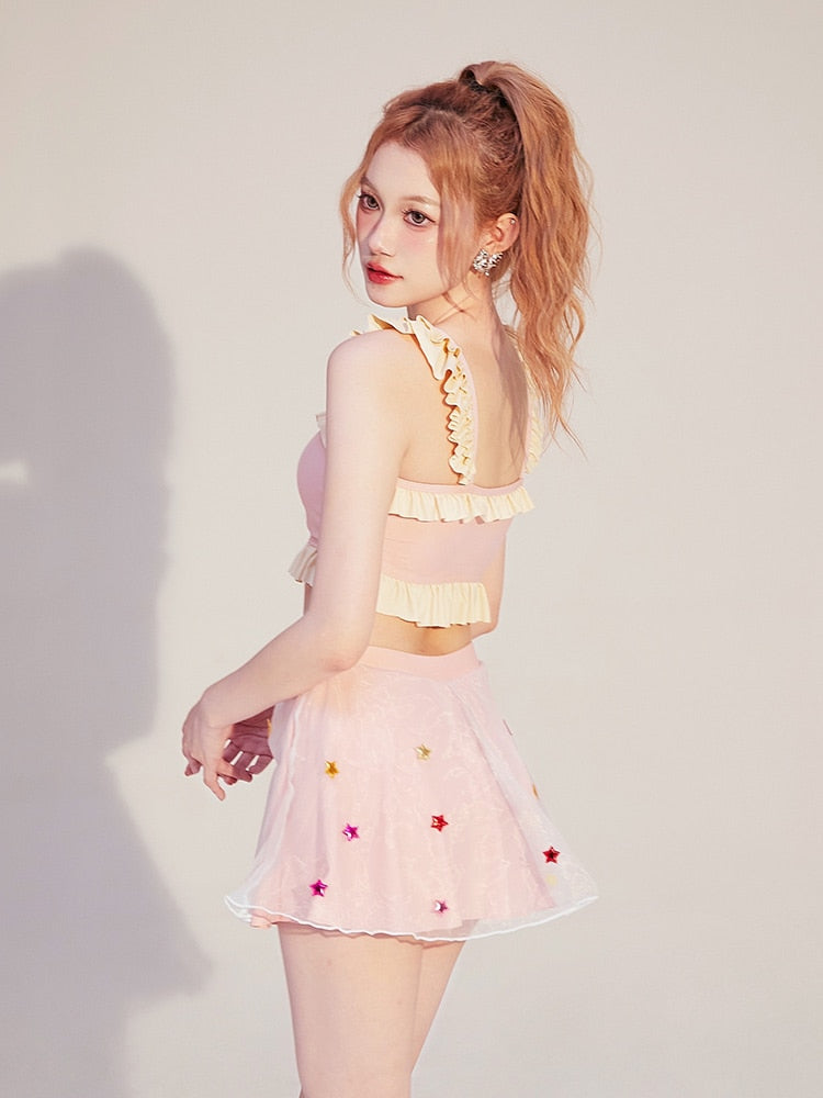 MoonBeam Pastel Pink Kawaii Princess Skirted Swimsuit 