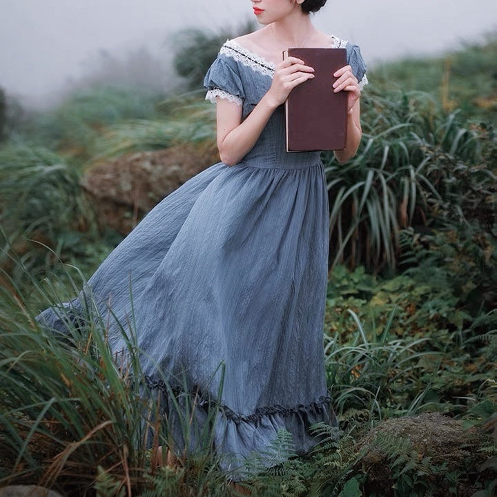Blue Cottagecore Vintage-style Princess Dress Vintage Style Dresses