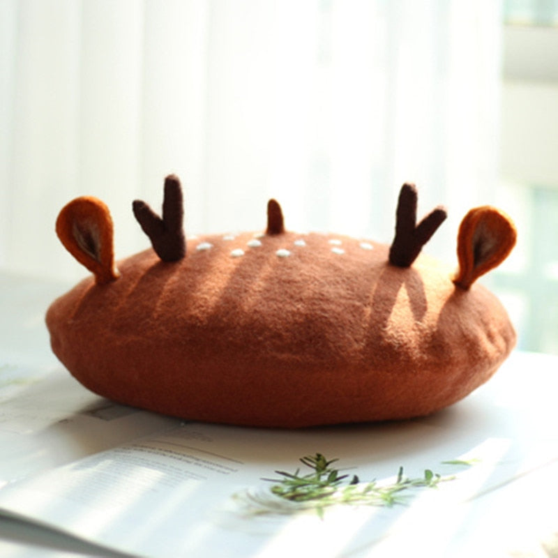 Oh Deer 🦌 Felted Wool Beret 