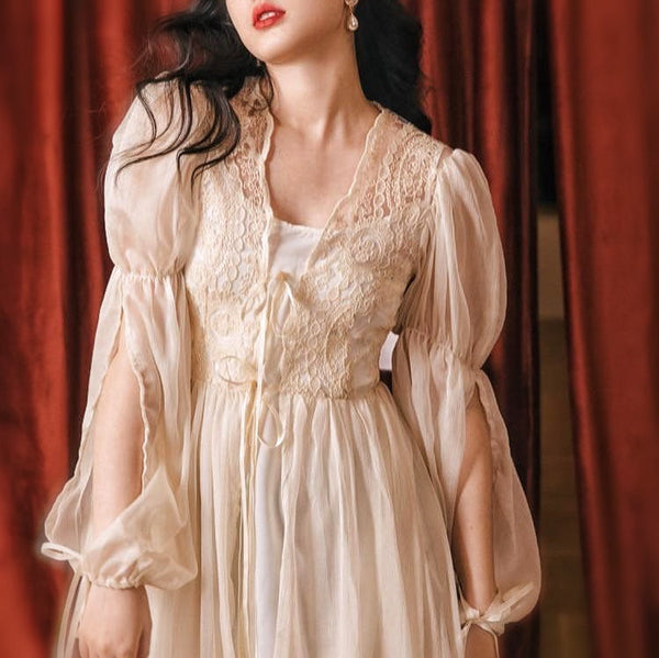 Ophelia 2-Piece Romantic Academia Fairy Lace Dress Set 