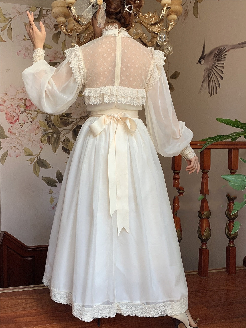 Lace Dress Edwardian Costume Dress Edwardian White Cotton Tea Gown S/M