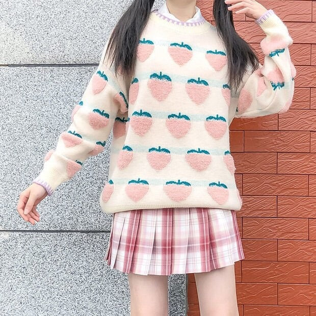 Pastel Peachberry Kawaii Aesthetic Sweater 