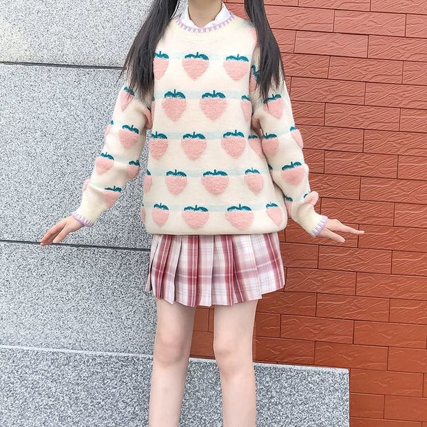 Pastel Peachberry Kawaii Aesthetic Sweater 