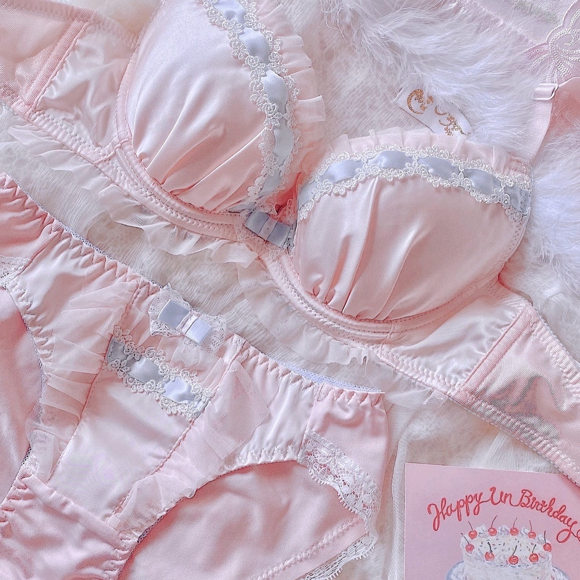 Pastel Pink Romantic Royalcore Princess Lingerie Set 