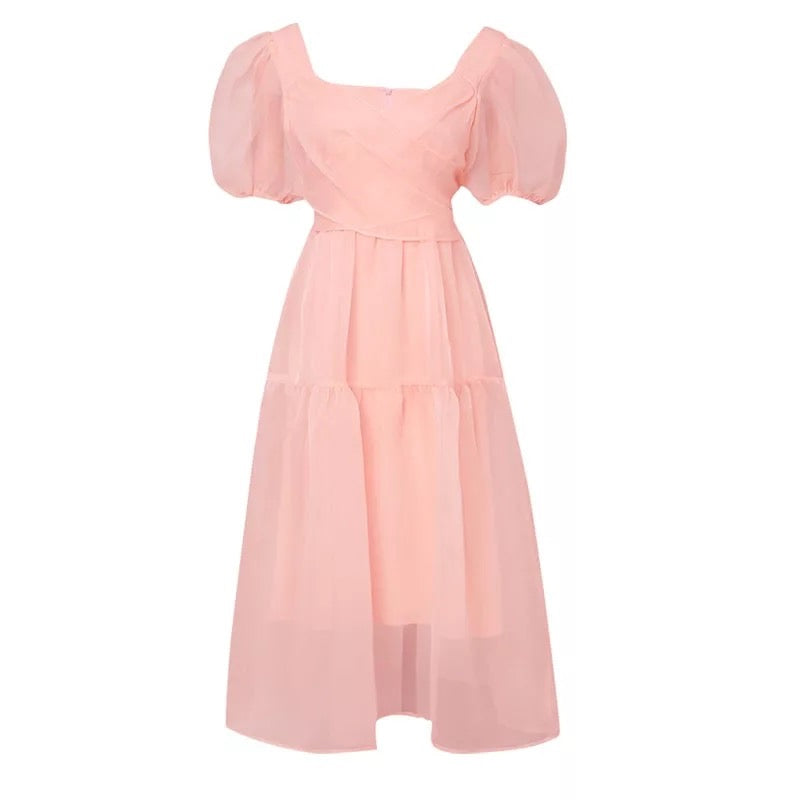 Peach Blush Kawaii Princess Chiffon Dress 