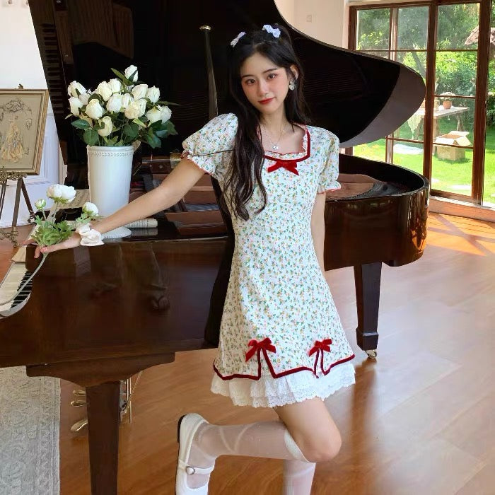 Petal Forest Kawaii Princess Floral Cottage Mini Dress 