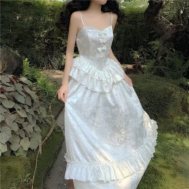 white princess dress Princess Bride White Vintage-vibe Royalcore Dress Angelcore Aesthetic