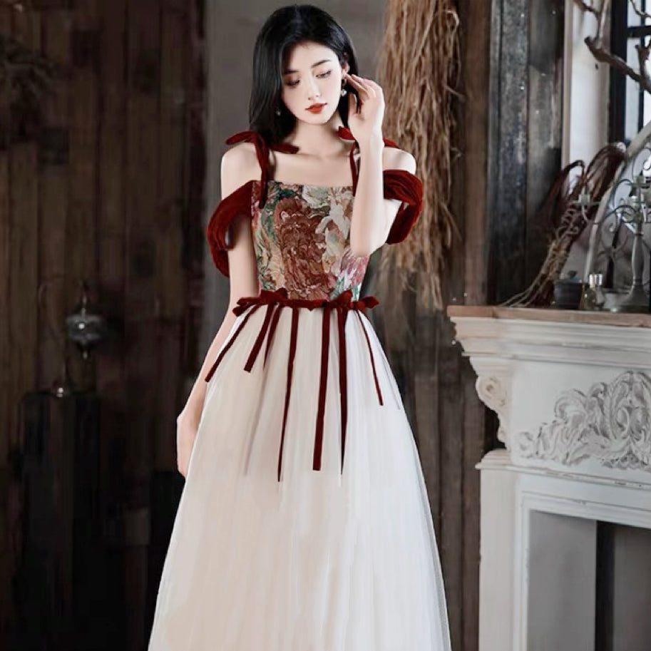 Roamantic Royalcore Red Velvet Tapestry Dress Fairytale Dress