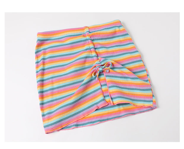 Rainbow Sea Pastel Kawaii Aesthetic Skirted Swimsuit 