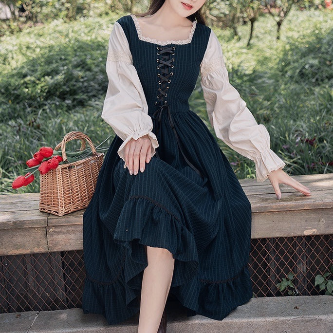 Vintage-inspired Witchy Dark Academia Dress Cottagecore Fashion