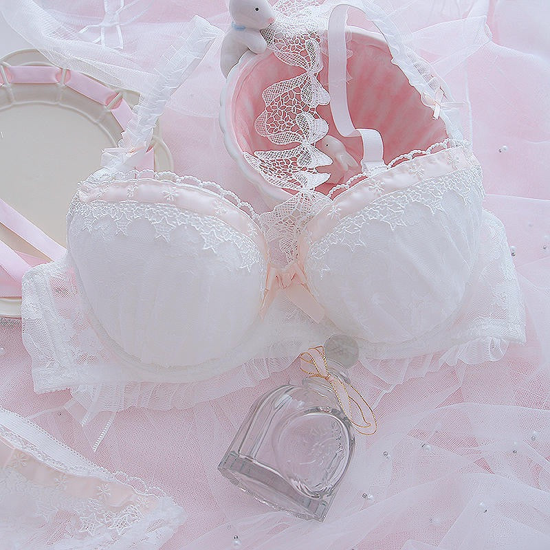 White/Pink/Black Kawaii Girl Lace Underwear Set MK17067