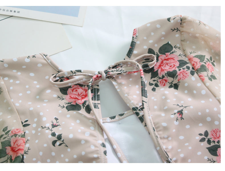 Rose Swim Vintage-Style Floral Long Sleeve One Piece Swimsuit 