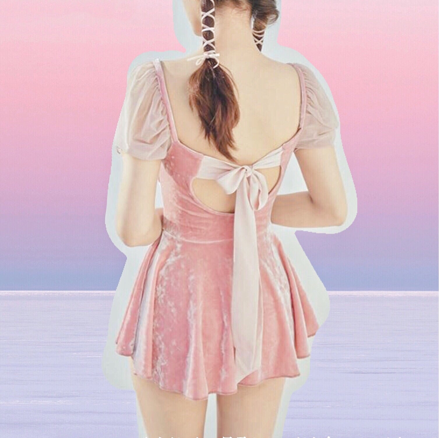 Rose Velvet Kawaii Aesthetic Skirted Nymphet Swimsuit 