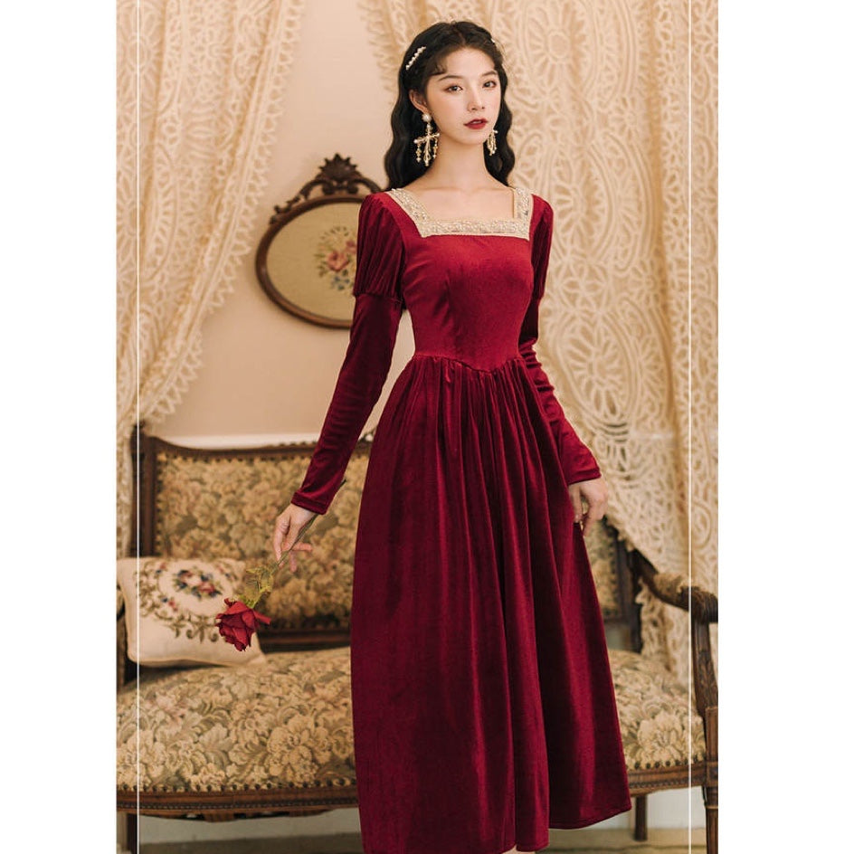 Rosered Belle Vintage-Red Velvet Princesscore Fairytale Dress 