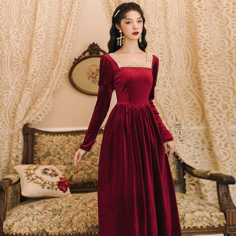 Rosered Belle Vintage-Red Velvet Princesscore Fairytale Dress 