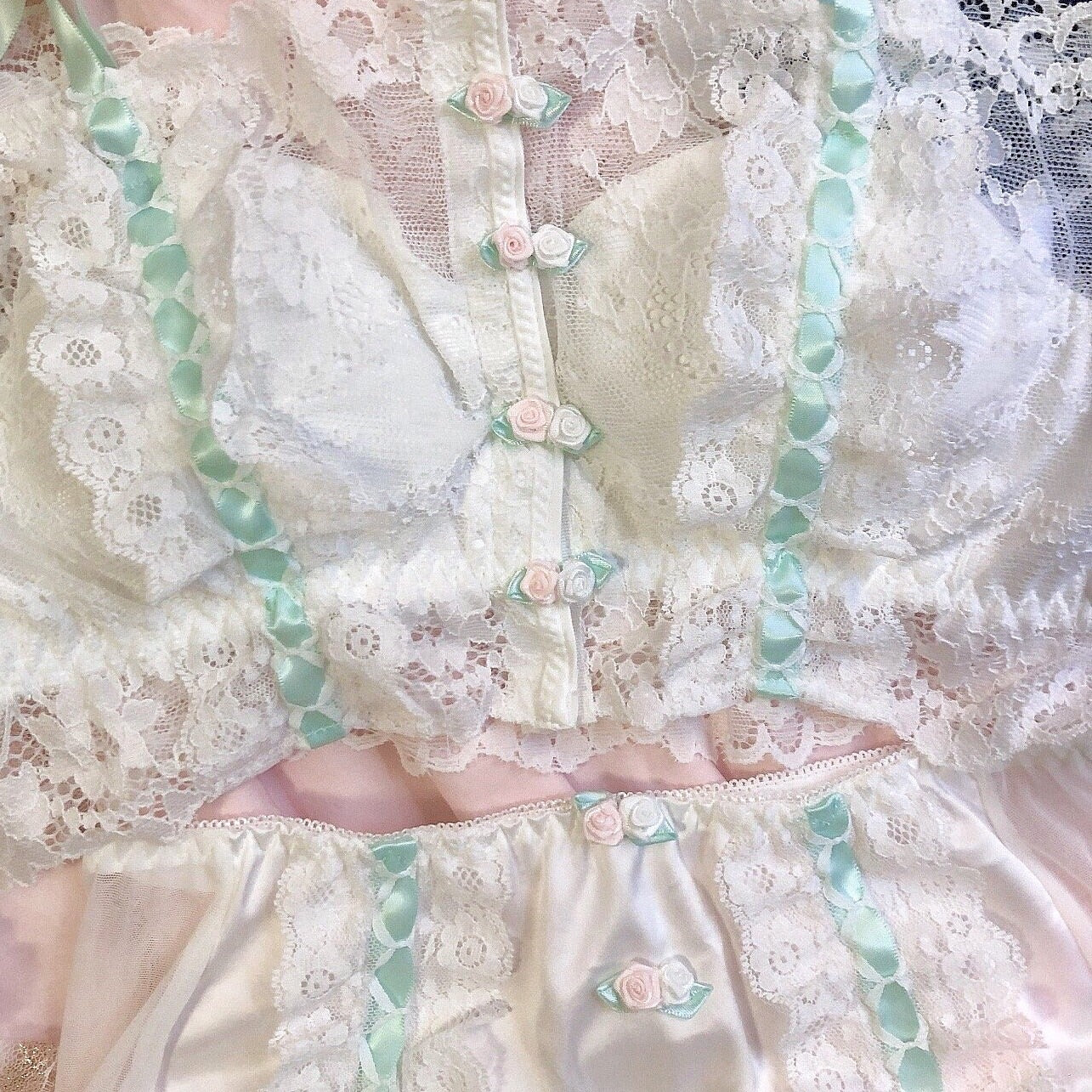 Roses & Lace 2-piece Lace Kawaii Princess Nymphet Lolita Lingerie Set 
