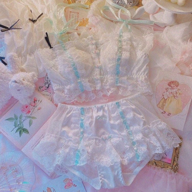 Roses & Lace 2-piece Lace Kawaii Princess Nymphet Lolita Lingerie Set 