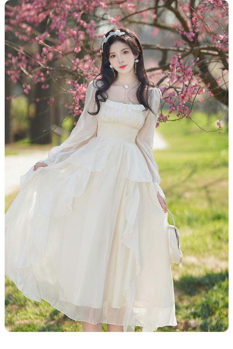 White Ruffled Lace Fairy Dress | Sana - Twice - Fashion Chingu