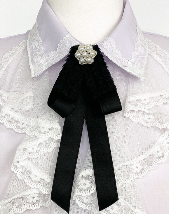 Light Academia Victorian Shirt with Lace - Deer Doll