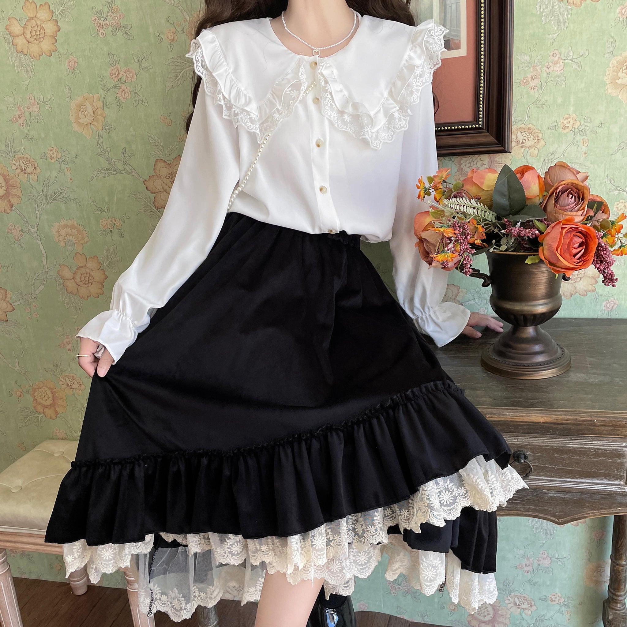 Isidore Black Velvet Witchy Victorian Gothic Skirt
