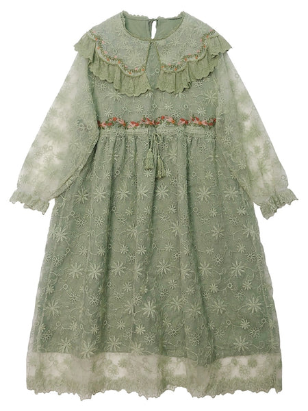 Green Fairycore Lace Goblincore Dress