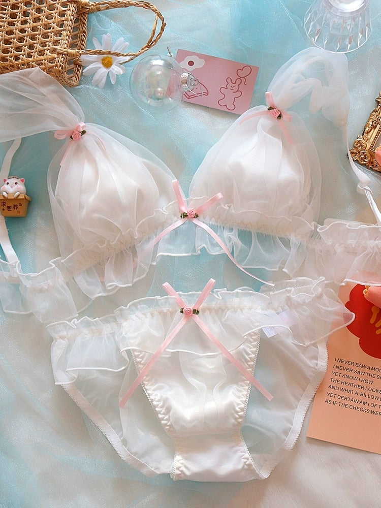 Ribbon & Lace Kawaii Princess Girly Lingerie Set Kawaii Underwear Set