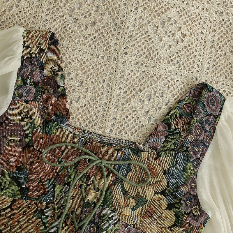Floral Cottagecore Bustier Tapestry Top