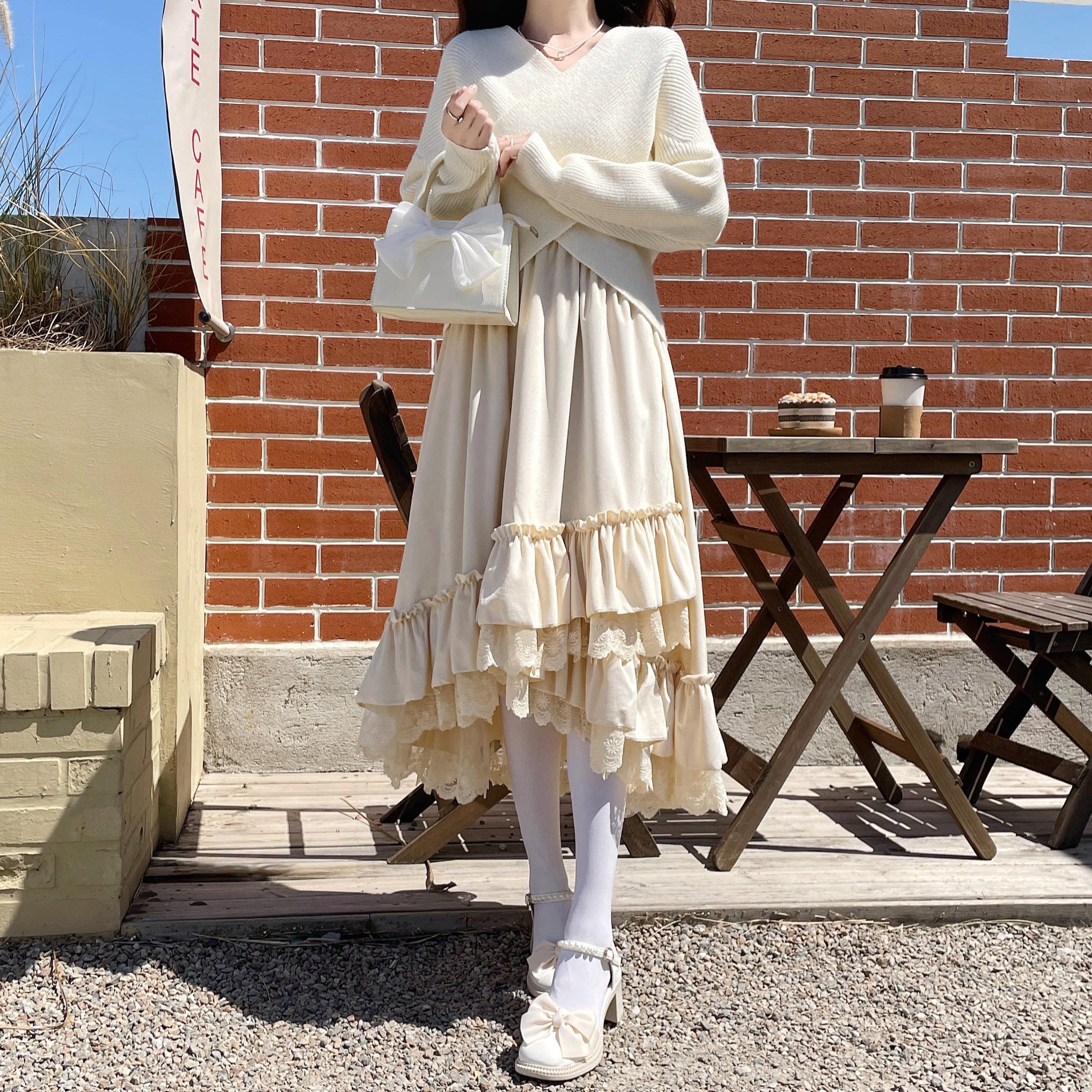 Victorian Lace Ruffle Princesscore Velvet Skirt