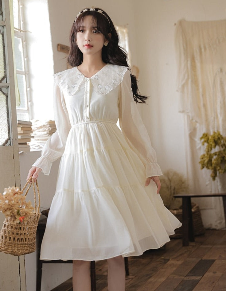 Dainty Ivory Lace Fairycore Dress