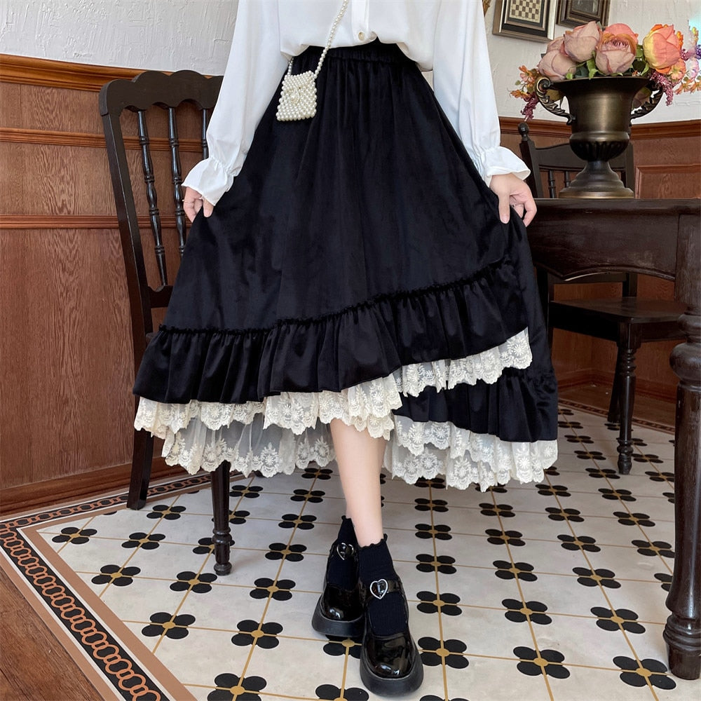 Isidore Black Velvet Witchy Victorian Gothic Skirt