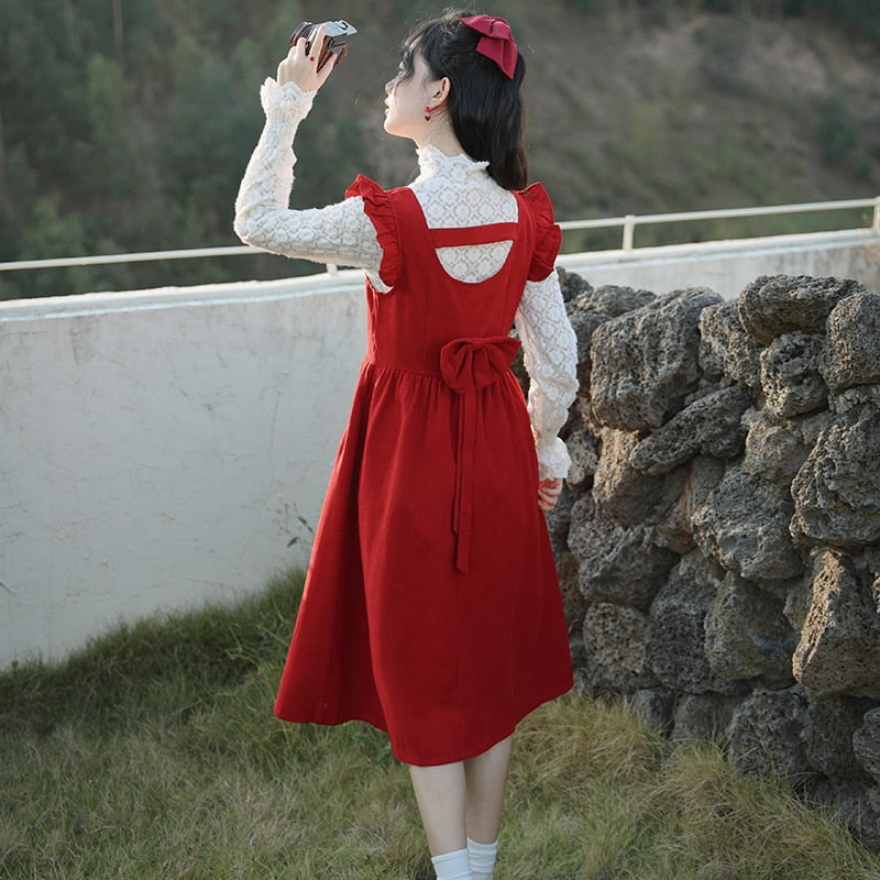 Merry Redberry Cottagcore Pinafore Dress