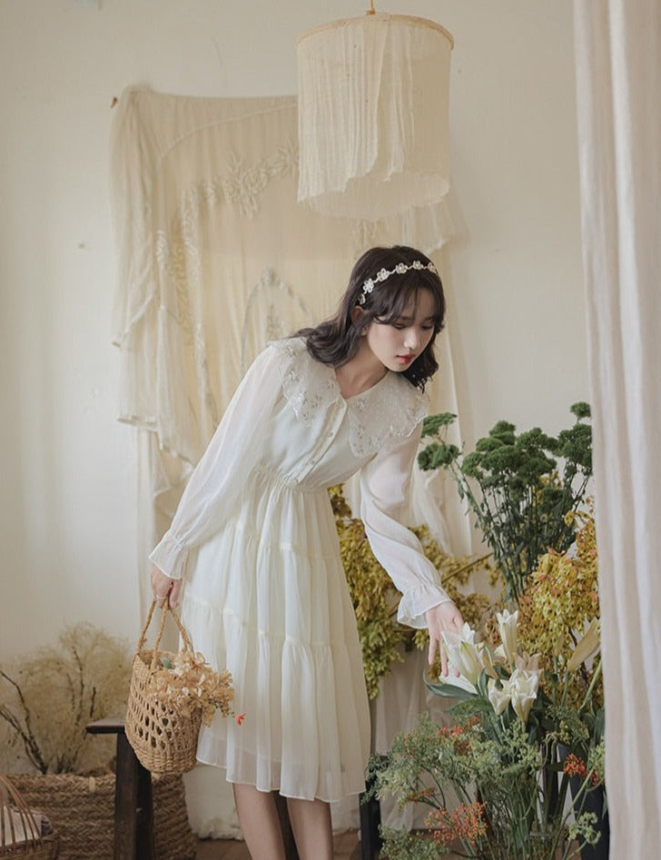 Dainty Ivory Lace Fairycore Dress