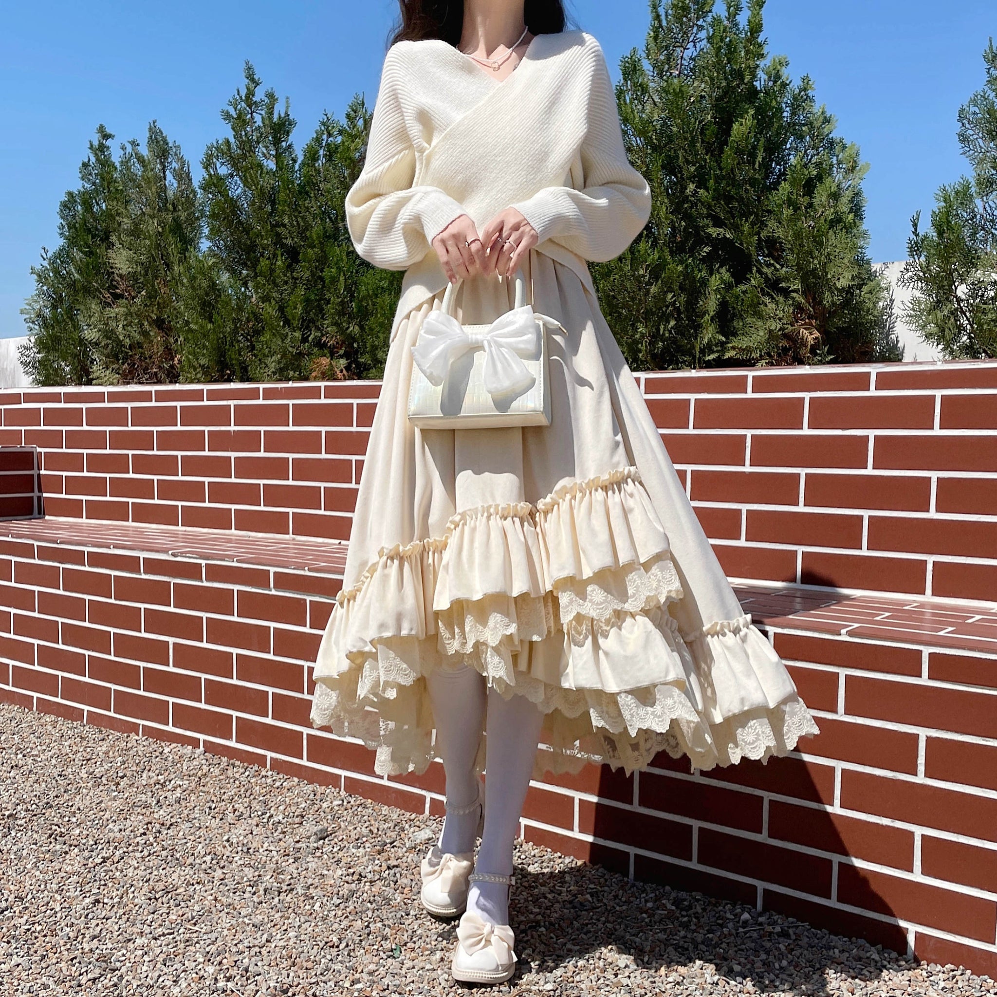 Victorian Lace Ruffle Princesscore Velvet Skirt