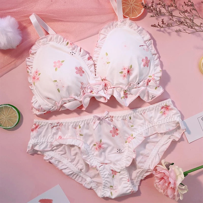 The Free Spirited Bra Panty Set (White - Pink) – Qiwion