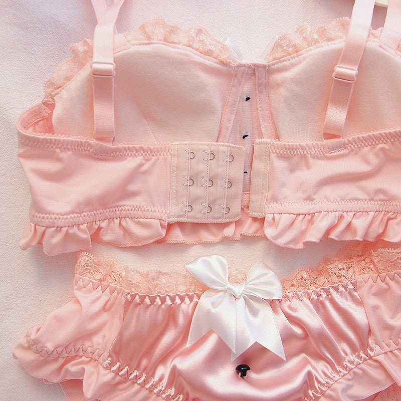 Hot Pink Bridal Non Padded Lingerie Set By Estonished