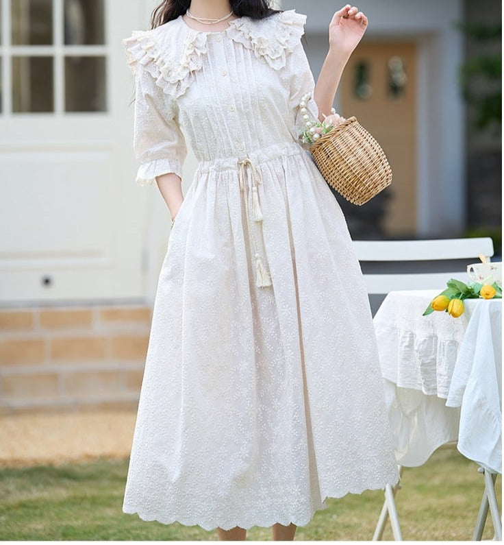 Cozy River Lace Cottagecore Dress