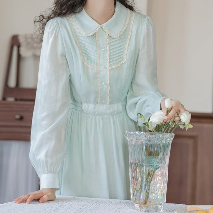 Mint Green Vintage Dress Cottage Fairy Aesthetic Turquoise Vintage Dress