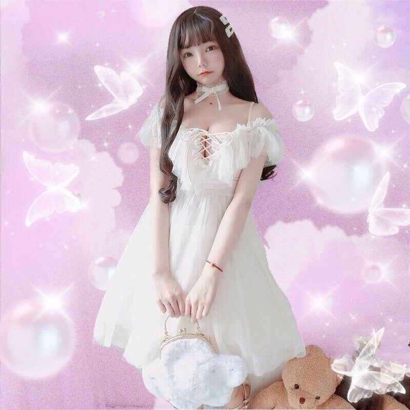 Serena Beige Off-Shoulder Ruffle Fairy Dress 