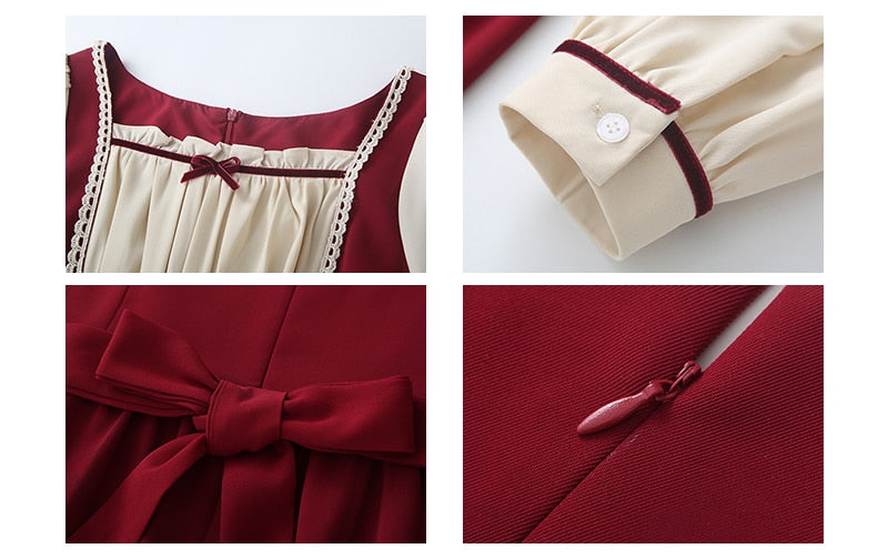 Poinsetia Vintage-Academia Princess Dress - Deer Doll