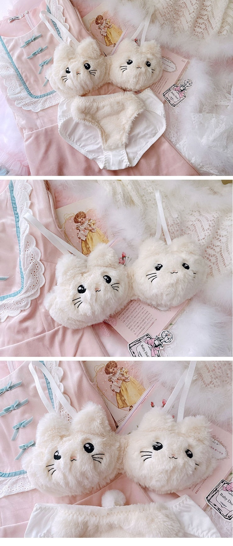 Soft Fuzzy Kitten Kawaii Princess Lingerie Set 