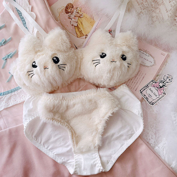 Soft Fuzzy Kitten Kawaii Princess Lingerie Set 