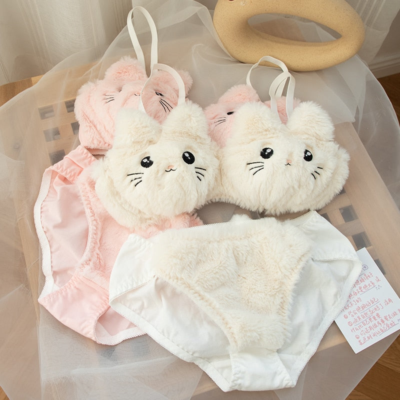 Soft Fuzzy Kitten Kawaii Princess Lingerie Set 