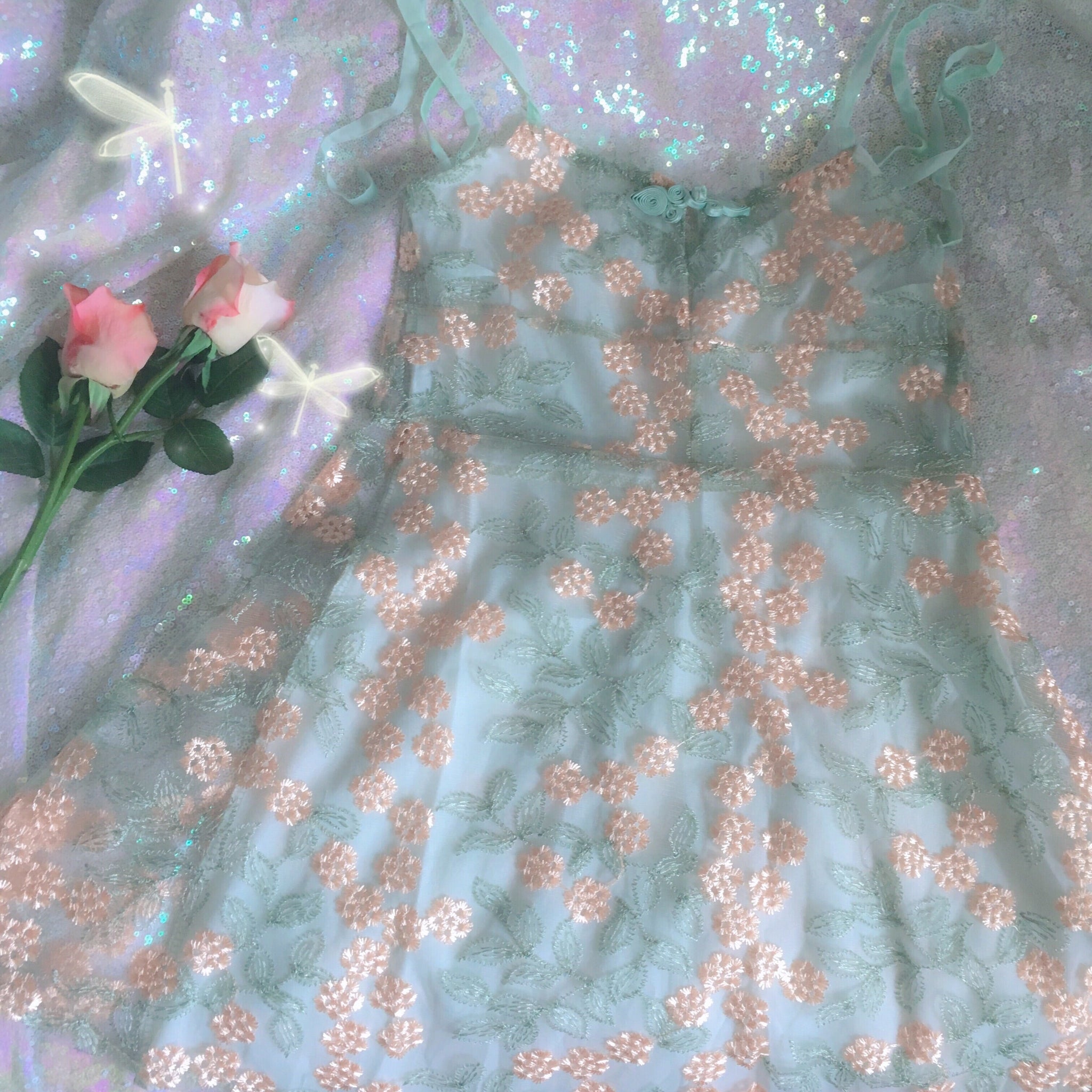 Spring Elfie Embroidered Cottagecore Mini Dress 