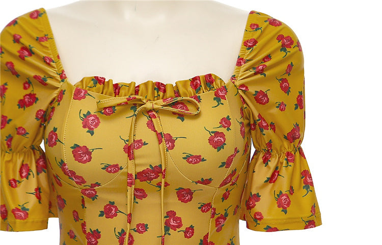 Summer Vintage-Floral Skirted Swimsuit 