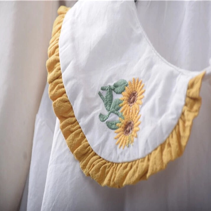 Sunflower Embroidered Mori Kawaii Girl Lolita Shirt 