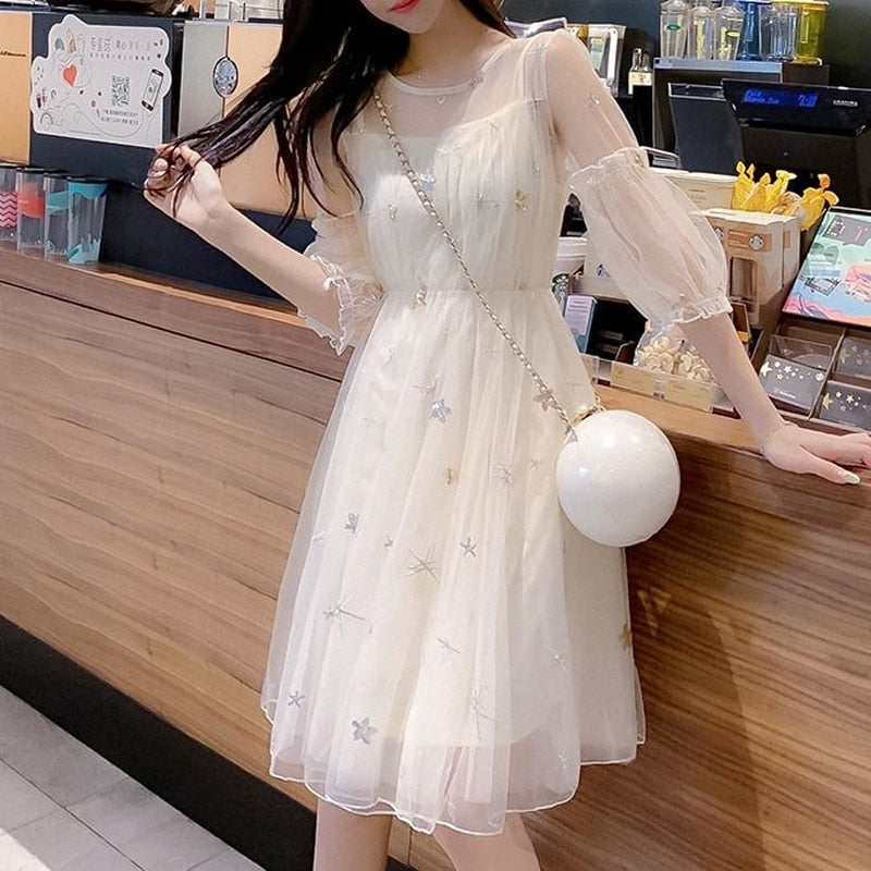 Swan Glittershine Star Sequin Embellished Tulle Fairy Dress 