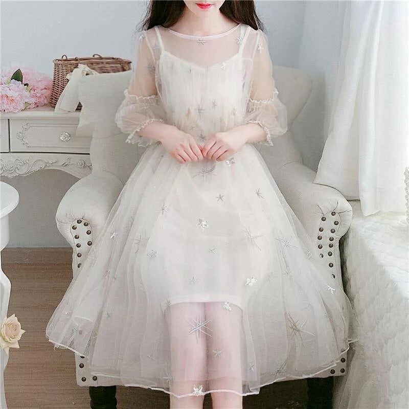 Swan Glittershine Star Sequin Embellished Tulle Fairy Dress 