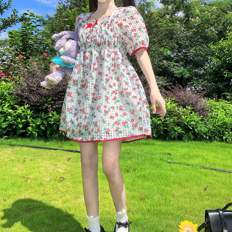 Sweet Berry Kawaii Girl Dolly Mini Dress 