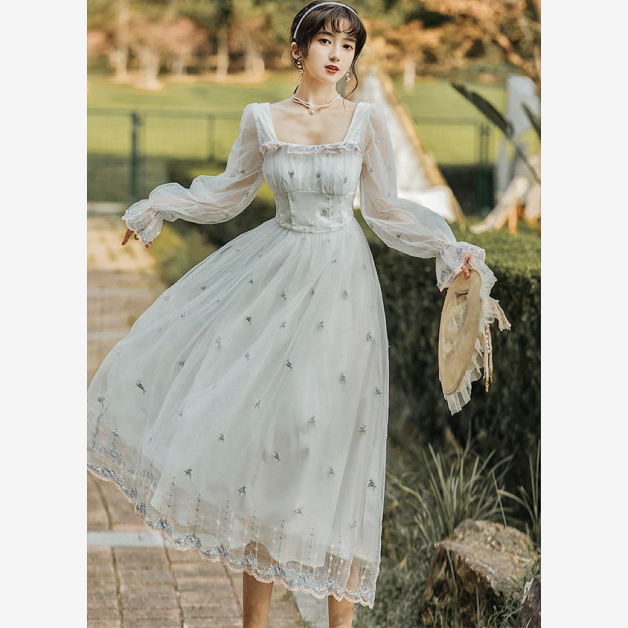 Delicate Embroidered Tulle Fairytale Princess Dress Fairycore Fashion