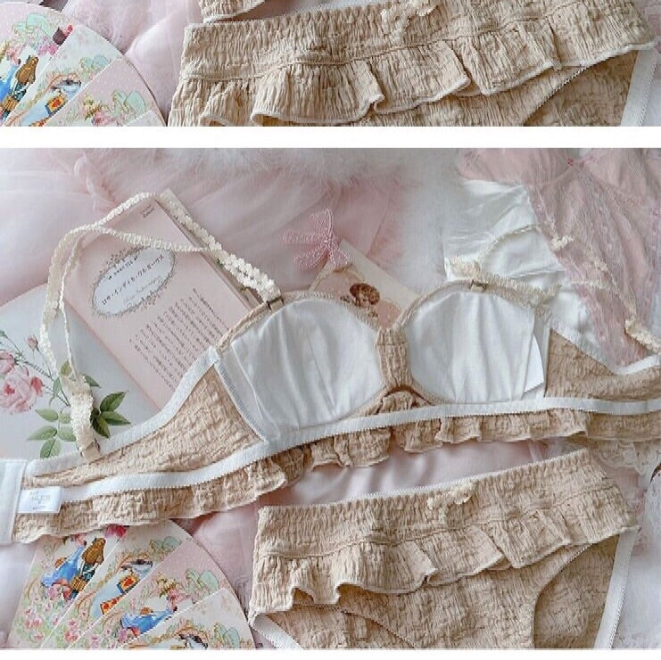  Kawaii Lolita Butterfly Section Small Fragrant Wind Underwear  Girls Bra Set Pure Desire Sexy Cute Gathering Bra and Panty (Color :  Champagne Butterfly, Size : Medium) : Clothing, Shoes & Jewelry
